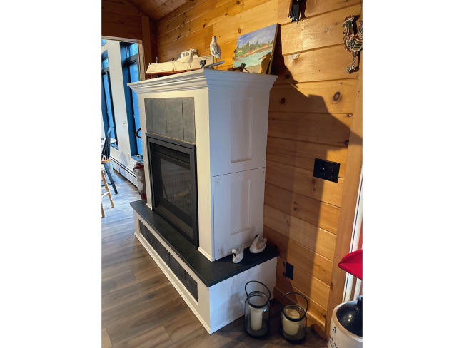 Side view of fireplace surround.